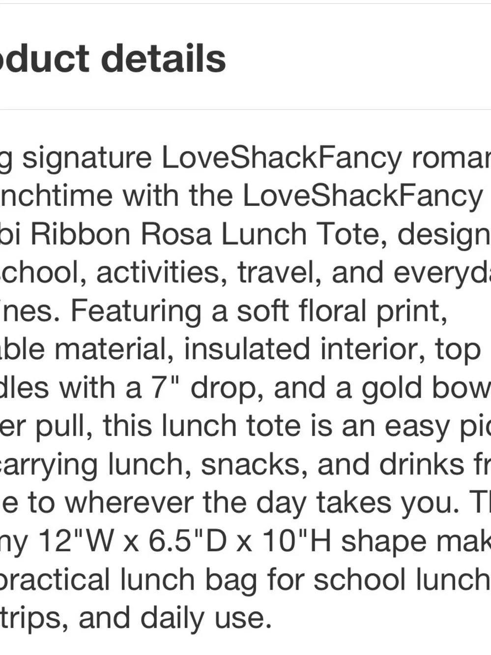 LoveShackFancy x Target insulated lunch tote in Ballet Bloom print 🩷